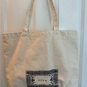 Dôen Natural Canvas Tote with Black Pattern